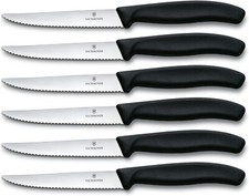 6  x Coltelli con lama da 11 cm da tavola con manico nero Qualità Victorinox