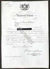 Regno di Sardegna - Ministero di Marina - Licenza di pesca all'estero - 1860