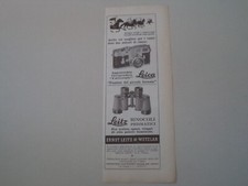 advertising Pubblicità 1956 MACCHINA FOTOGRAFICA LEICA/BINOCOLI LEITZ
