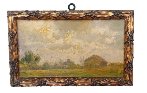 Paesaggio olio faesite - paesaggio, x