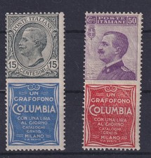 ITALIA REGNO 1924 FRANCOBOLLI PUBBLICITARI 2 VALORI MNH CERT. DIENA