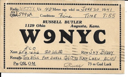 Scheda radio qsl 1941 - scheda,