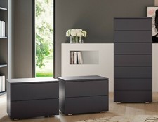 GRUPPO SETTIMINO+2 COMODINI C/GUIDE AMMORTIZZATE IN LEGNO LACCATO/NOBILITATO 824