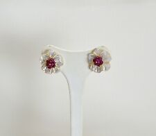 ORECCHINI IN ORO GIALLO 18 kt CON FIORI DI MADREPERLA E RUBINI OGHT 0458