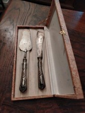 Coppia paletta-coltello vintage per dolci