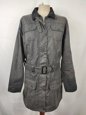 Giacca Barbour donna con cintura nero utility mac UK16 tg.44/46 - Black Waxed...
