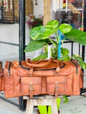 Borsone vintage in pelle 24" Inspire bagaglio weekend palestra pernottamento ...