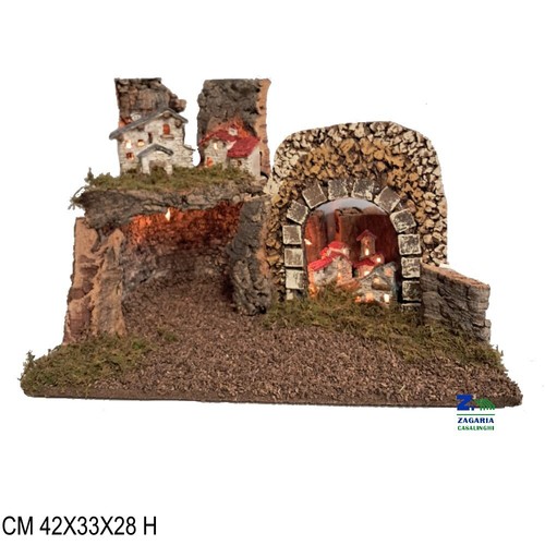 Paesaggio con capanna - con, grotta