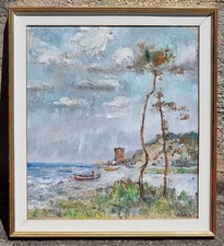 Pier Antonio Gariazzo  ( Torino  1874-1964). Riviera Ligure, tecnica mista 