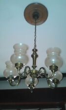 lampadario vintage in ottone con appliques