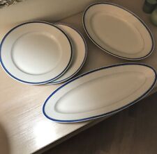 Richard Ginori Set 4 Pezzi Vintage Bordo Oro Azzurro 2 Piatti Da Portata 2 Ovali