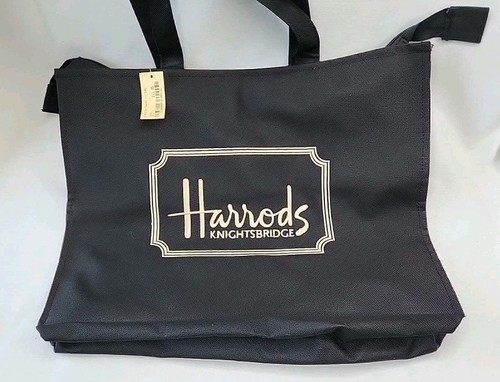 Harrods borsa grande nera logo - borsa,