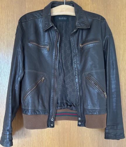 Gucci giacca pelle marrone - pelle,