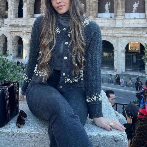 Zara pearl knit cardigan - knit,