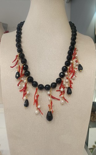 Collana artigianale onice - collana, nera