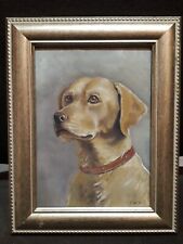 QUADRO ANTICO DIPINTO OLIO TAVOLA. Cane Labrador.Caccia 24x19 Cm.XX Sec