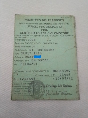 Libretto originale piaggio - piaggio, si