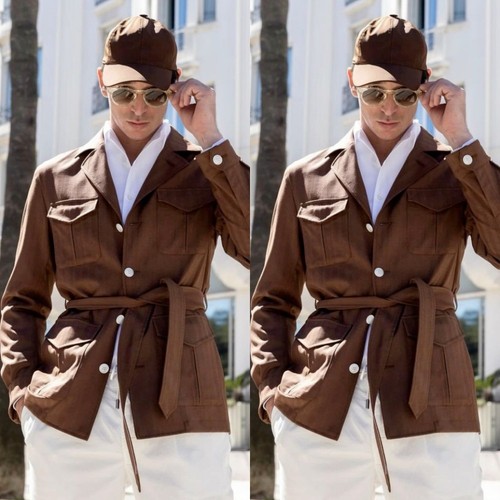 Giacca safari uomo marrone - giacca,