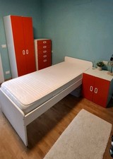 CAMERA COMPLETA IKEA STUVA BIANCO/ROSSO USATA.6 MOBILI+MATERASSO (LEGGI DESCRIZ)
