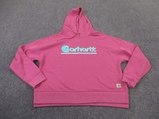 Carhartt Hoodie Sweatshirt Womens L Pink Loose Work Outdoor Cropped Pullover