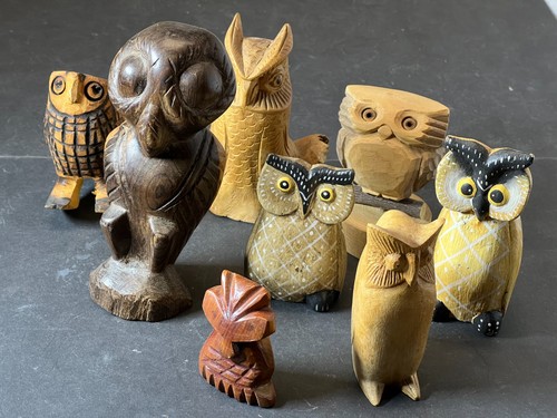 Gufi legno vintage - gufi,
