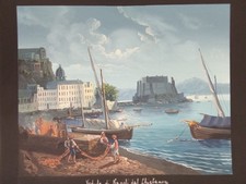 Gouache Napoli Veduta dal