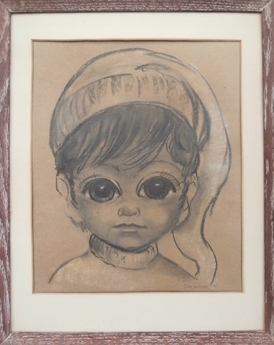Quadro pastello kitsch occhi