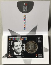 ITALIA 2022 ALBERTO SORDI SERIE GRANDI ARTISTI MONETA 5 EURO COINCARD PROOF