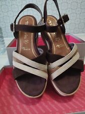 scarpe sandali donna con zeppa Tamaris in pelle scamosciata misura 37