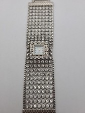 Orologio Jennifer Lopez Donna Tono Argento Bracciale Cristalli Bling Nuovo Batteria Funzionante