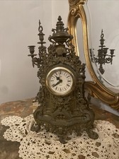OROLOGIO CON 2 CANDELABRI - TRITTICO IN BRONZO - RICCHI DECORI - 1940 EMILIA