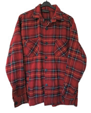 Giacca camicia PEGADOR Flato flanella pesante taglia M tartan rosso quadri tasca e logo