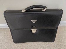 Borsa da lavoro PRADA valigetta nera argento ferramenta pelle