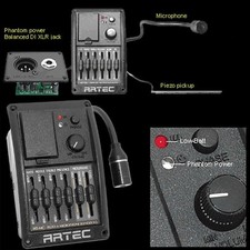 ARTEC HT-MC Chitarra Acustica MICROFONO FRULLATORE PREAMPLIFICATORE Completo con DUE PICKUP