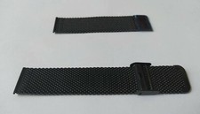 CINTURINO OROLOGIO 22 MM ACCIAIO MAGLIA MILANO MILANESE SHARK METALLO NERO @. PC