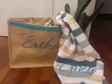 Borsa Donna grande piccola a mano in yuta personalizzata nome