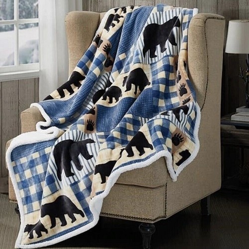 Coperta orso nero plaid