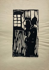 Incisione Su Legno 1955 Uomo