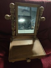  Legno Toletta a Specchio Rettangolare Oscillante Trucco Consolle VINTAGE