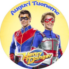 Cialda HENRY DANGER Decorazione Torta Ostia o Zucchero con nome anni a scelta 