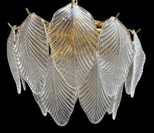 Lampadario Murano Vintage 7 Luci in Vetro Soffiato Foglie Oro – Ø45cm H35cm + Ca