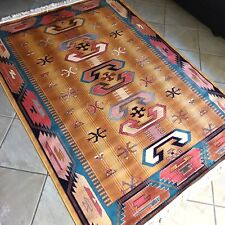 190x140 TAPPETO GRANDE DISEGNO BLUE ORO NAIN PERSIANO ORIENTALE COME SETA TABRIZ