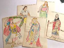 SANSONE E DALILA N. 5 BOZZETTI COSTUMI FINE 1800, PROV. ROMA