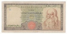 50000 LIRE LEONARDO DECR  19 - 07 - 1970