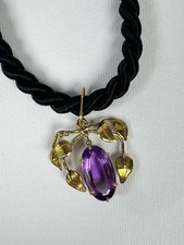 Collana Ametista Cordino Nero Oro 18 Kt 