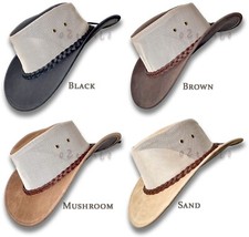 CAPPELLO oZtrALa HL34 pelle scamosciata rete brezza cowboy australiano golf outback estate