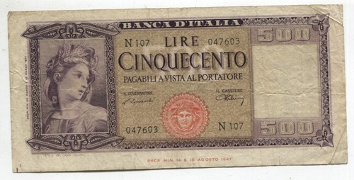 Italy 1947 500 lire banknote - italy,