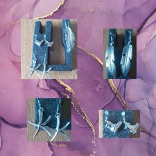 ORECCHINI IN ACCIAIO DA DONNA CON PIUMA-STELLA-SCARPONCINO-CHIUSURA MONACHELLA