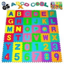 TAPPETO PUZZLE PER BAMBINI SET 9 X 9 CM GIOCO TAPPETINO LETTERE NUMERI GOMMA EVA