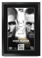 Poster UFC 229 Fight Khabib Nurmagomedov vs Conor McGregor A3 autografo incorniciato